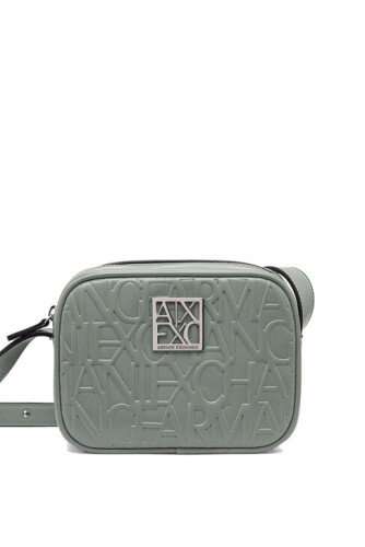 Kadın Kabartma Monogram Desenli Mini Omuz Çantası - Adaçayı Yeşili 