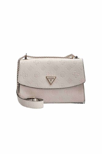 Kadın Kabartma Monogram Desenli Omuz Çantası - Kırık Beyaz 