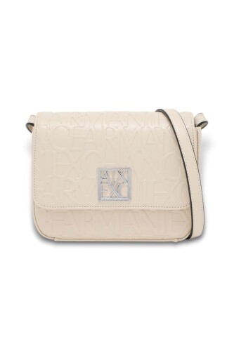 Kadın Kabartma Monogram Desenli Omuz Çantası - Krem - ARMANI EXCHANGE