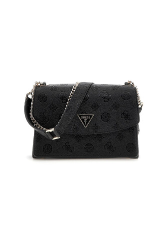 Kadın Kabartma Monogram Desenli Omuz Çantası - Siyah 