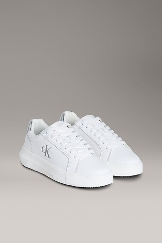 Kadın Kalın Tabanlı Metalik Detaylı Sneaker - Beyaz/Gümüş - Calvin Klein