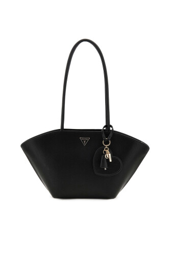 Kadın Kalp Aksesuarlı Kanat Detaylı Tote Çanta - Siyah 