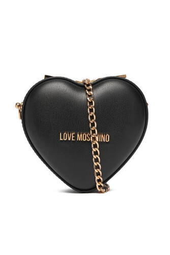 Kadın Kalp Formlu Zincir Askılı Çanta - Siyah - Love Moschino