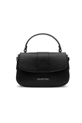 Kadın Kapaklı Deri Omuz Çantası - Siyah 