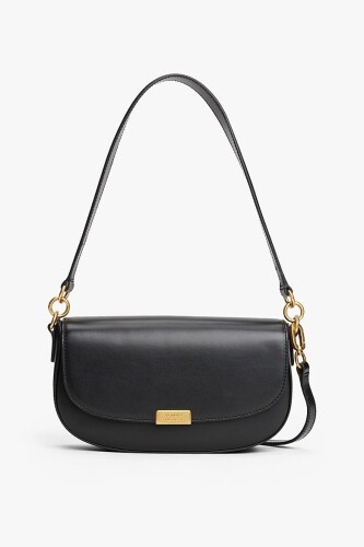 Kadın Kapaklı Metal Logolu Omuz Çantası - Siyah - Tommy Hilfiger