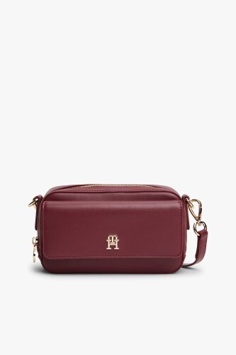 Kadın Kapaklı Ön Cepli Kamera Çantası - Bordo - Tommy Hilfiger