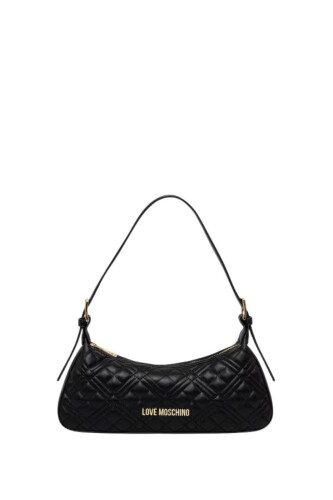 Kadın Kapitone Desenli Baget Omuz Çantası - Siyah 