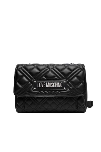Kadın Kapitone Desenli Omuz Çantası - Siyah - Love Moschino