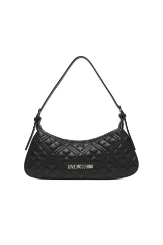 Kadın Kapitone Logo Omuz Çantası – Siyah 