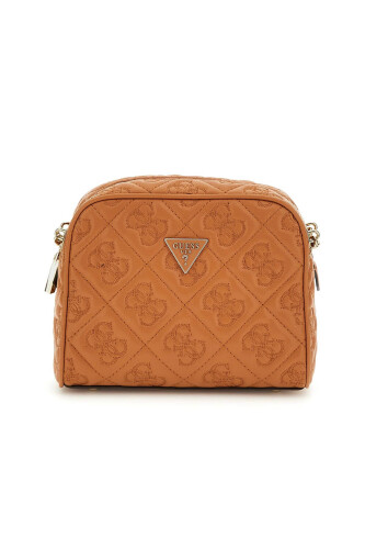 Kadın Kapitone ve Monogram Desenli Kamera Çantası - Kahverengi 