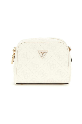 Kadın Kapitone ve Monogram Desenli Kamera Çantası - Kırık Beyaz - Guess