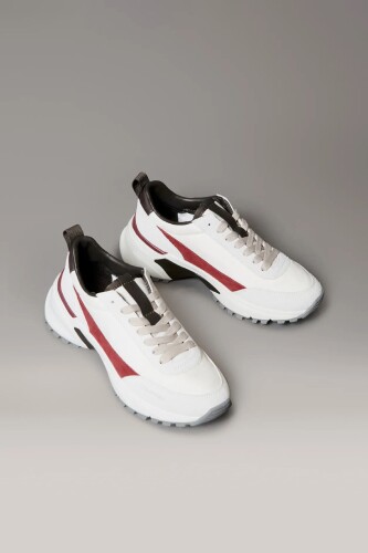 Kadın Karışık Materyalli Kalın Tabanlı Sneaker - Beyaz 