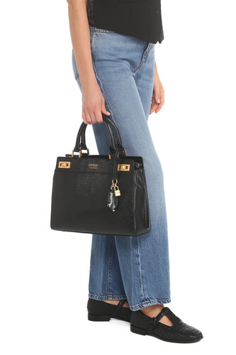 Kadın Katey Timsah Desenli El Çantası-Siyah - Guess