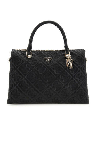 Kadın Kilit Aksesuarlı Kapitone Monogram Desenli El Çantası - Siyah 