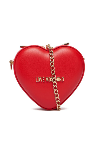 Kadın Kırmızı Kalp Formlu Mini Omuz Çantası - Kırmızı - Love Moschino