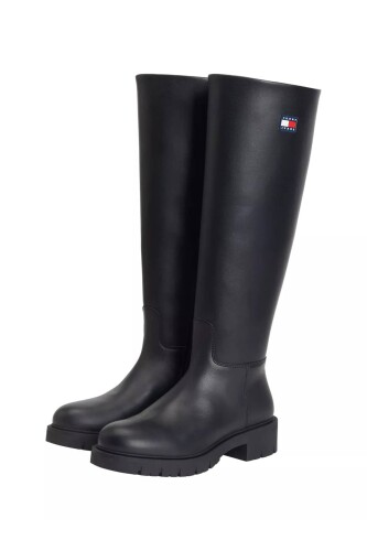 Kadın Konçlu Kalın Tabanlı Uzun Çizme - Siyah 