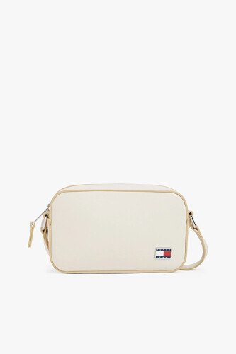 Kadın Kontrast Şeritli Kamera Çantası - Kırık Beyaz 