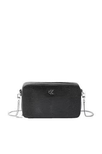 Kadın Kroko Dokulu Zincir Askılı Mini Cüzdan - Siyah - Calvin Klein