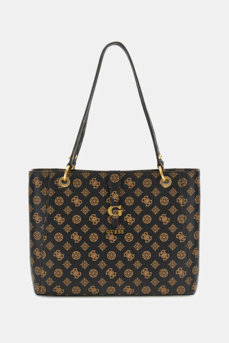 Kadın Kuba ve Peony Logolu Shopper Çanta - Kahverengi 