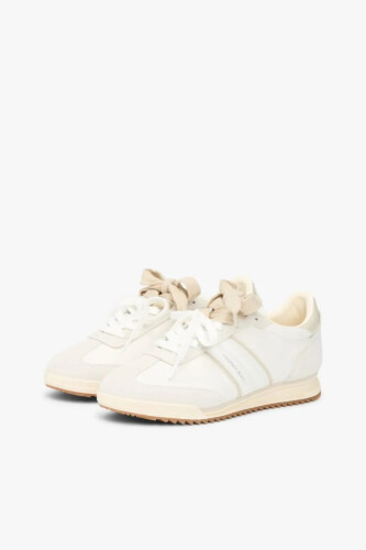 Kadın Kurdele Bağcık Detaylı Süet Deri Sneaker - Ekru/Kum Beji 