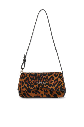 Kadın Leopar Desenli Gerçek Deri Omuz Çantası -Mix - Guess