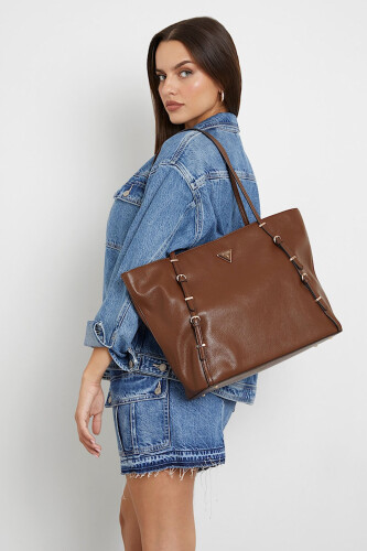 Kadın LEVIA Toka Detaylı Shopper Çanta - Kahve 