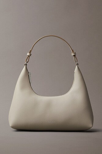 Kadın Logo Baskılı Baget Omuz Çantası - Bej 