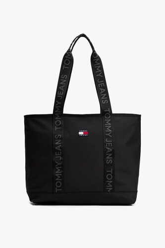 Kadın Logo Şeritli Askılı Tote Omuz Çantası - Siyah - Tommy Hilfiger