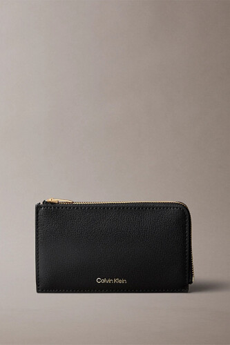 Kadın Logolu Fermuarlı Kartlık Cüzdan - Siyah 