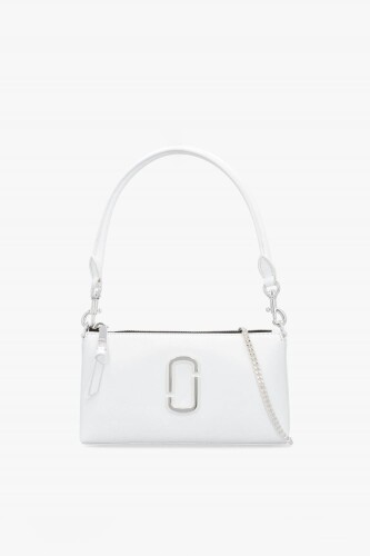 Kadın Logolu ve Çıkarılabilir Zincir Askılı Omuz ve El Çantası - Beyaz 