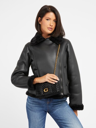 Kadın Lovide Kapitoneli Mini Çapraz Çanta-Siyah - Guess