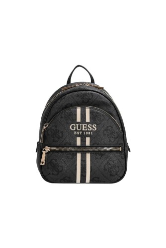Kadın Manhattan II Çizgili Monogram Desenli Sırt Çantası - Antrasit - Guess