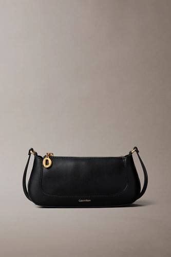 Kadın Metal Aksesuarlı Baget Çapraz Omuz Çanta - Siyah 