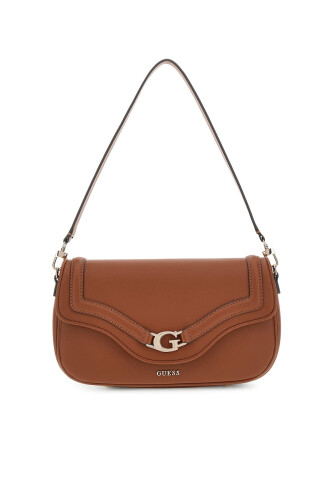 Kadın Metal Aksesuarlı Baget Omuz Çantası - Kahverengi 