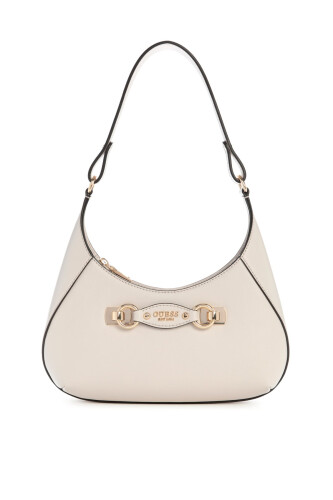 Kadın Metal Aksesuarlı Yarım Ay Omuz Çantası - Krem - Guess