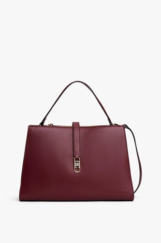 Kadın Metal Kilit Detaylı El ve Omuz Çantası - Bordo 