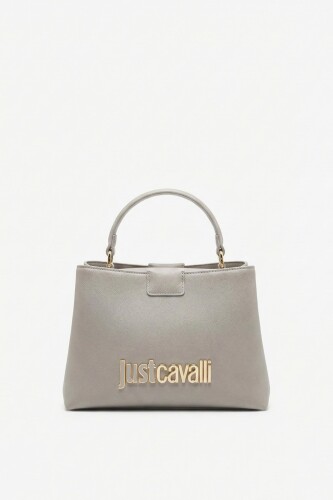 Kadın Metal Logo Detaylı El ve Omuz Çantası - Taş Rengi 