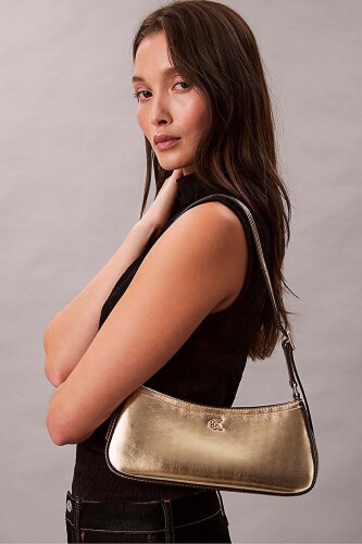 Kadın Metallic Small Omuz Çantası - Altın - Calvin Klein