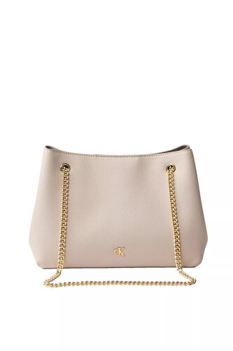 Kadın Minimalist Monogramlı Omuz Çantası - Taş - Calvin Klein