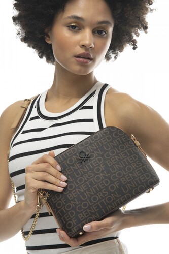 Kadın Monogram Çapraz Çanta - Kahverengi / A.Camel - Benetton