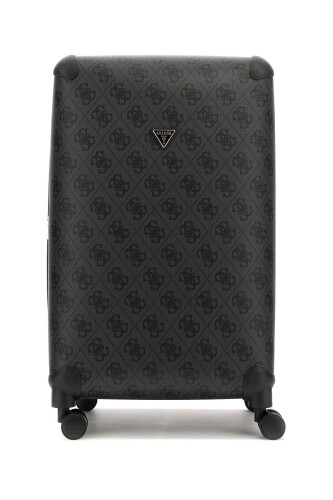 Kadın Monogram Desenli 4 Tekerlekli Büyük Boy Valiz - Antrasit 