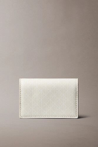 Kadın Monogram Desenli Akordiyon Kartlık - Krem 