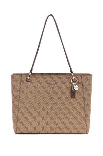 Kadın Monogram Desenli Aksesuarlı Tote Çanta - Kahverengi - Guess