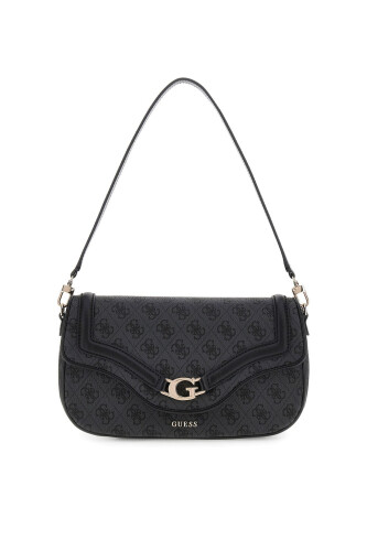 Kadın Monogram Desenli Baget Omuz Çantası - Antrasit - Guess