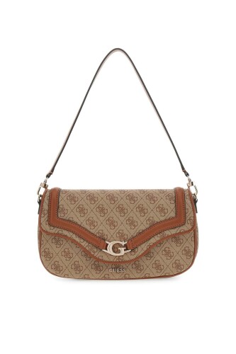 Kadın Monogram Desenli Baget Omuz Çantası - Kahverengi 