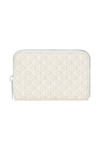 Kadın Monogram Desenli Fermuarlı Cüzdan - Krem 