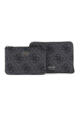 Kadın Monogram Desenli İkili Seyahat Çantası Seti - Antrasit 