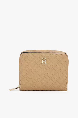 Kadın Monogram Desenli Orta Boy Cüzdan - Bej - Tommy Hilfiger