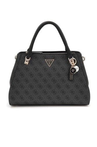 Kadın Monogram Desenli Yapılandırılmış El Çantası - Antrasit - Guess