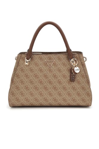 Kadın Monogram Desenli Yapılandırılmış El Çantası - Kahverengi 
